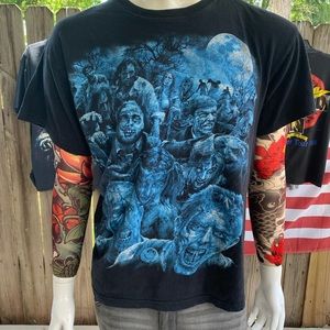 Vintage Blue Zombies T-shirt Size L 
Faded black